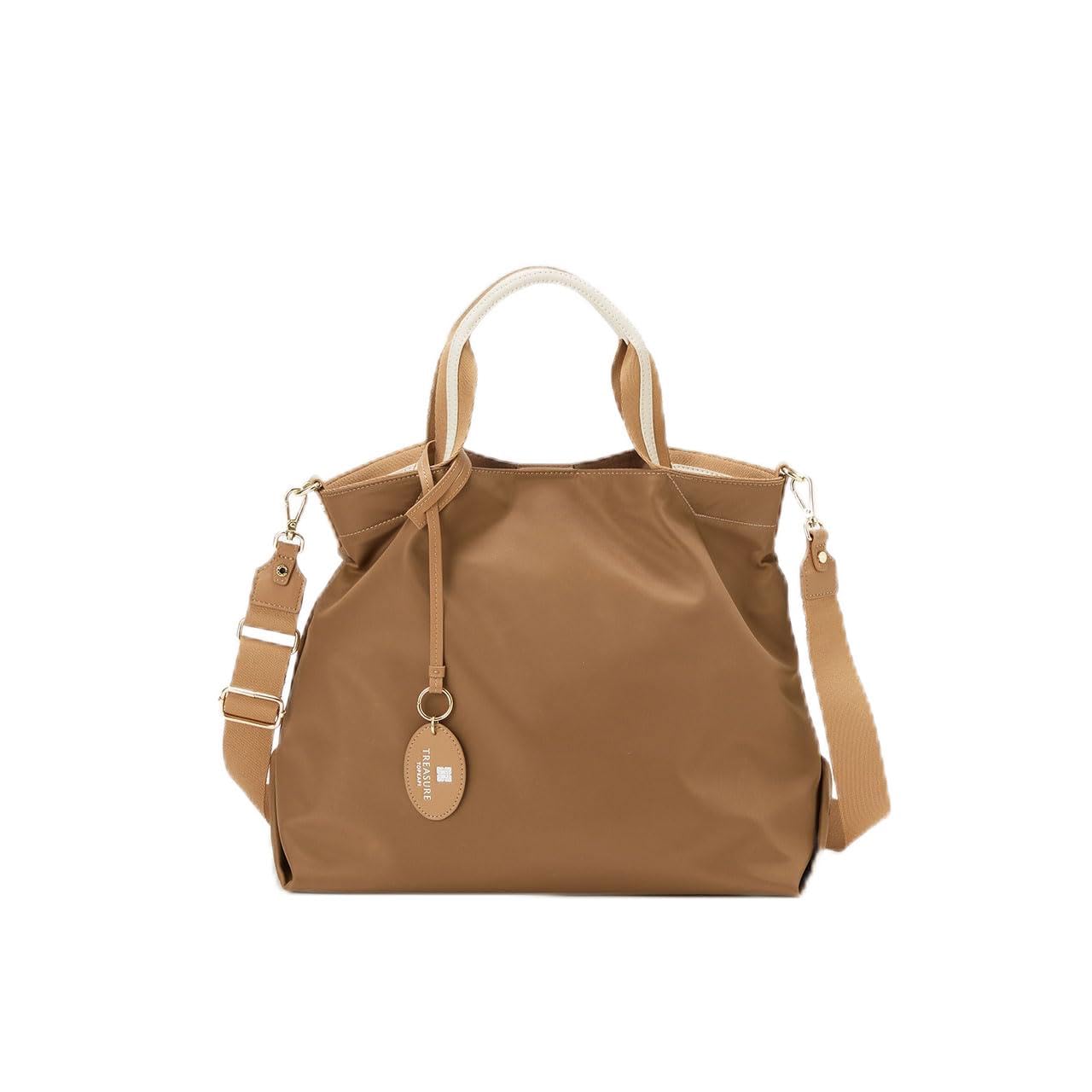 【TREASURE TOPKAPI】ストライプハンドル ナイロン 2way トートバッグ A4対応(キャメル)
