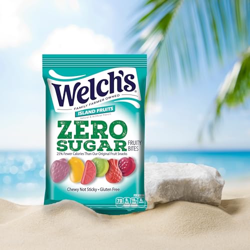 Image of Welch's Zero Sugar Fruity Bites, Island Fruits, Gluten Free, 3 oz, 6 Ct | Smart snacking made easy with zero sugar, gluten-free fruit bites in convenient packs