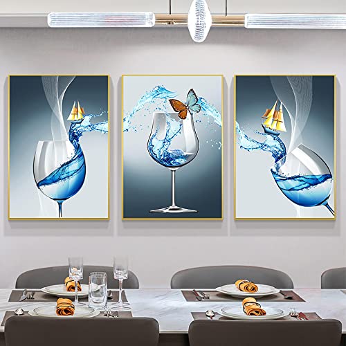 Toile murale nordique pour habiller un mur vide, art abstrait tasses et bateaux 60x80cm