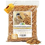 EWL Naturprodukte Soldatenfliegenlarven getrocknet 5 kg (32,5 L), Insektensnack für Vögel, Fische, Schildkröten, Nager, Reptilien, Vogelfutter, Fischfutter, Igelfutter, Wildvögel, ganzjährig