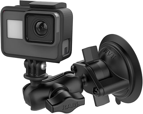 RAM Mounts Soporte de ventosa Twist-Lock con adaptador universal para cámara de acción RAM-B-166-A-GOP1U