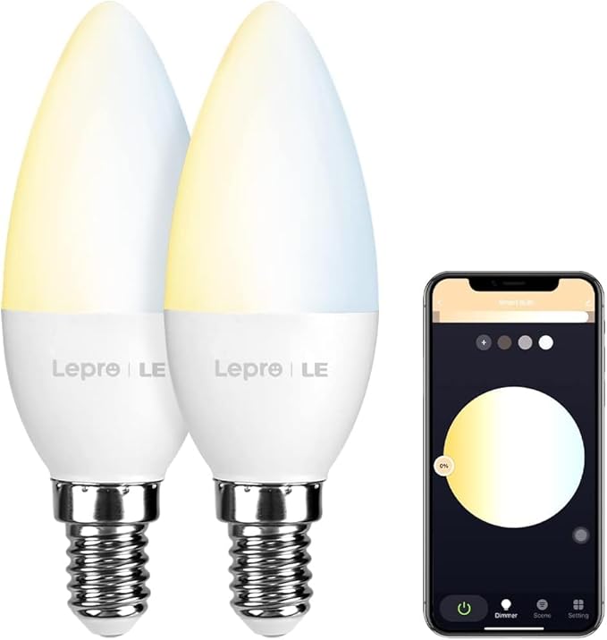 Lepro Bombilla Inteligente LED E14, 4.5W Bombilla WiFi 38...