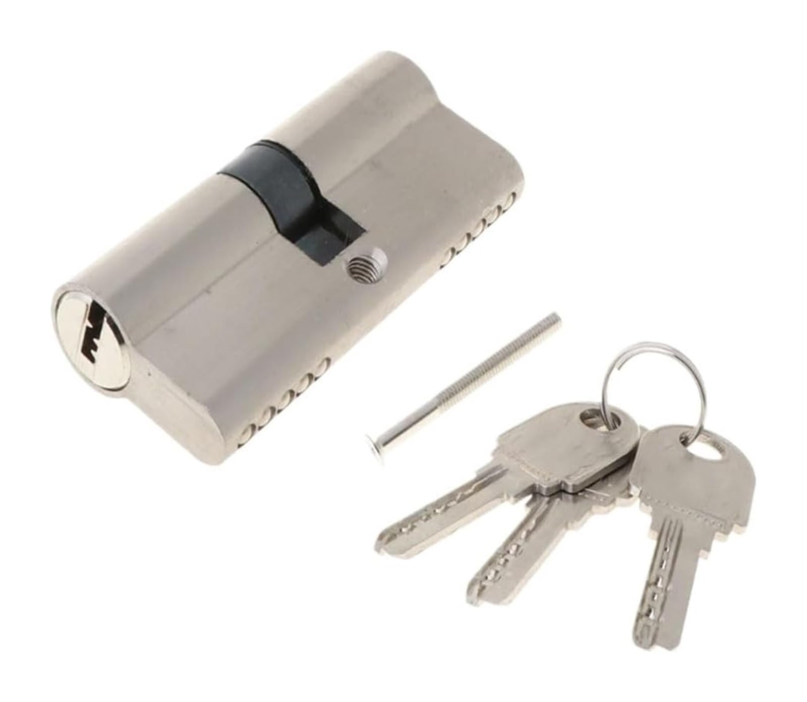 Door Barrel Lock, Entrance Door Lock Cylinder, 70mm, 3 Keys, Aluminum Alloy, Silver/Gold(Silver)