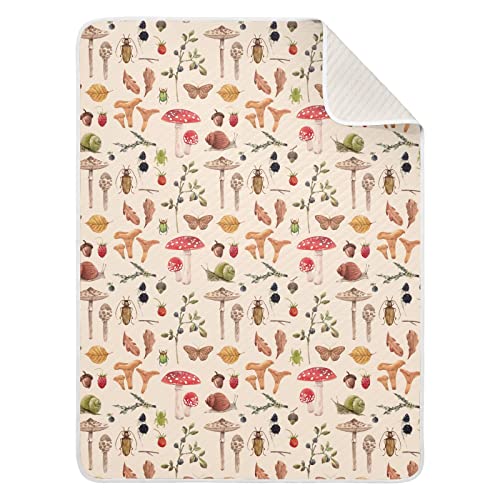 Image of AMmao Baby Blanket for Boys Girls Retro Mushrooms Berries Snail Butterfly Soft Nursery Shower Receiving Blanket Crib Stroller Nursery Swaddle Cover Toddler Kids Birthday New Mom Gift 30X40 in