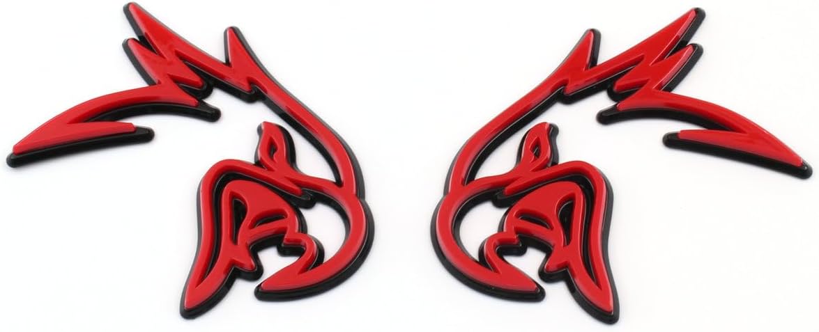 Pair New Custom HELLHAWK Emblem Replacement for Trackhawk Fender Door 3D Badge Hellcat Style Head (Gloss Black)