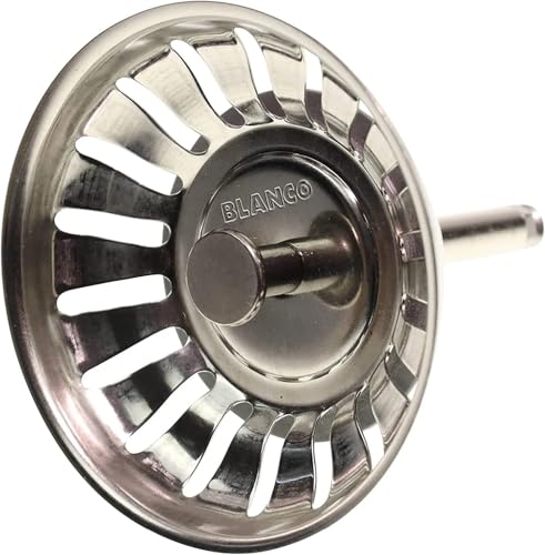 Blanco 119146 Siebkörbchen 7,9 cm | 3,5' | mit Zapfen für Exzenter-Bedienung | 18 Ablauf-Schlitze | Original-Ersatzteil | Edelstahl