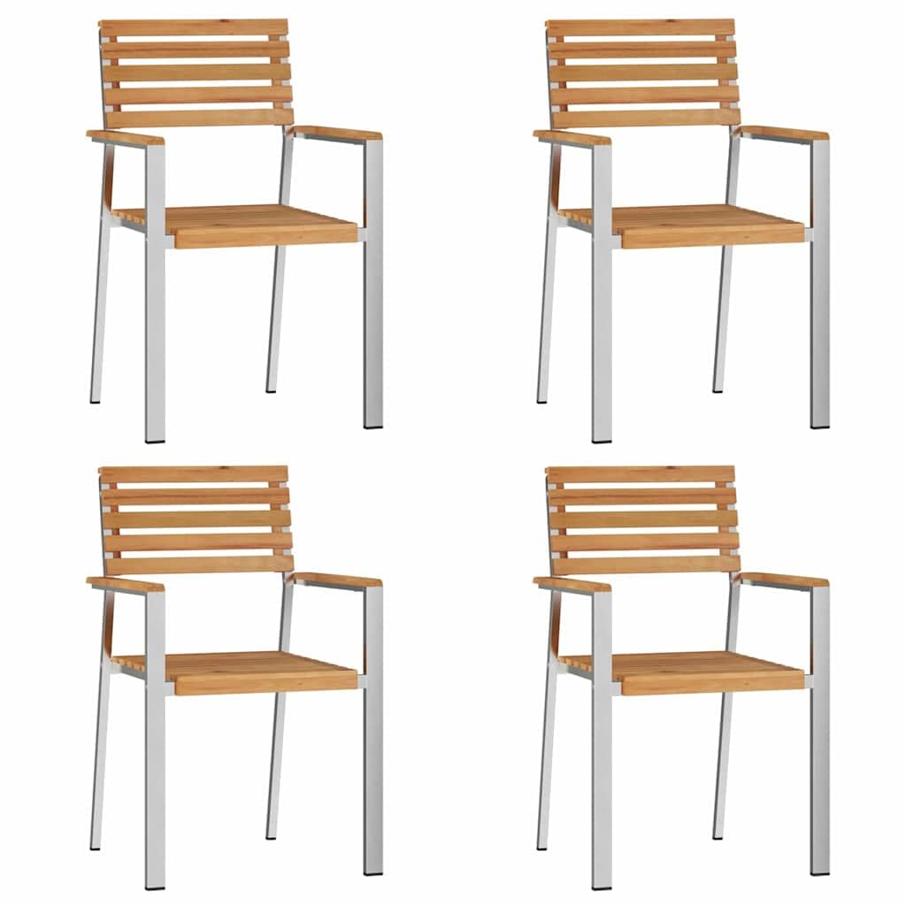 Moderno juego de comida al aire libre de 5 piezas, marrón, con marco de acero y tablas de madera, equipado con cojines con cremallera y reposabrazos ergonómicos, perfecto
