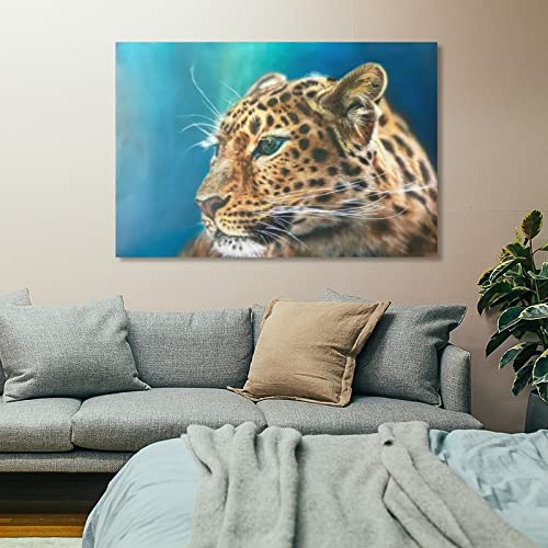 Posters Spotted Cheetah Portrait Wall Art Green Glasses Cheetah Poster Wildlife Poster Canvas Wall Art For Living Room Bedroom Office Kitchen Decor 24X36Inch(60X90Cm) Frame-Style #TOP6
