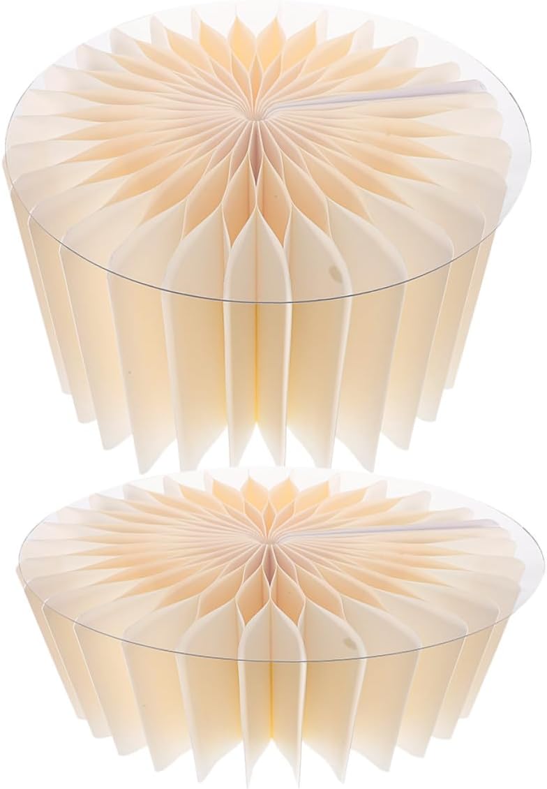 Healifty White round Cylinder Pedestal Stands for Party Decoration, 2pcs Folding Paper Dessert Display Bases, 30cm Diameter X 20cm 40cm Height, Wedding Centerpiece Display Stands for Events