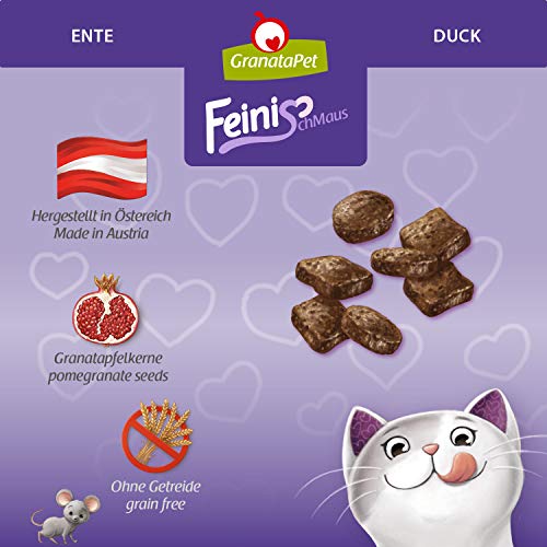 GranataPet FeiniSchmaus Ente, Leckerchen für Katzen, weicher Katzensnack, Katzenleckerli ohne Getreide & Zuckerzusätze, Belohnung für zwischendurch, 50 g