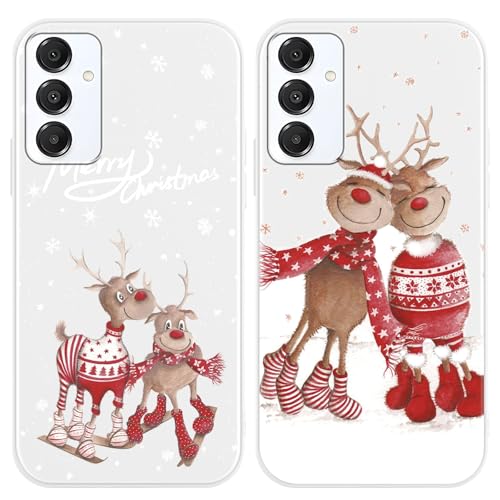 Yoedge 2 Piezas Navidad Funda para Samsung Galaxy A16 4G/5G 6,7', Delgado Suave Silicona TPU Carcasa con Navideño Dibujos Diseño, Antigolpes Anti-arañazos Protectora Caso para Samsung A16, Alce