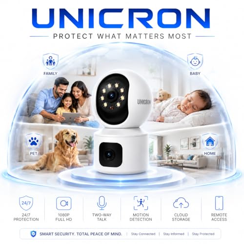 Image of UNICRON CCTV Camera for Home Outdoor & Indoor, Dual Lens WiFi Full HD