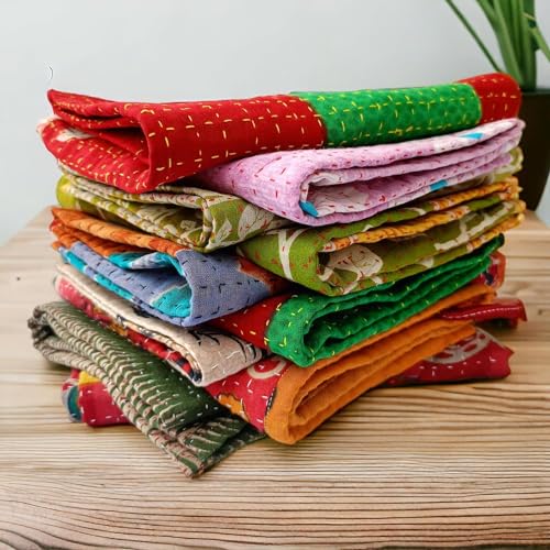 Servilletas Kantha vintage 100% algodón pack x10 30x30 cm miniatura 4