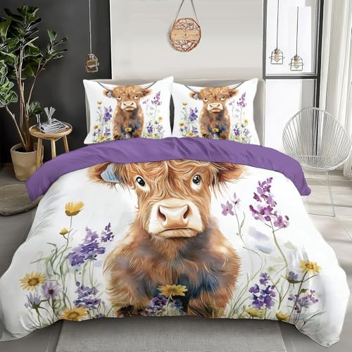 Parure housse couette vache des Highlands microfibre avec taies - 3