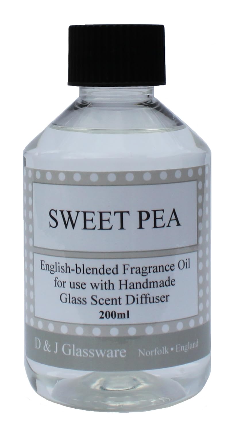 D&J Glassware Transparent Sweet Pea Reed Diffuser Oil Refill, 200Ml