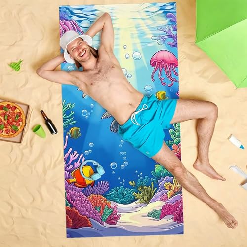 Serviette de plage grande taille 90x200 cm microfibre légère