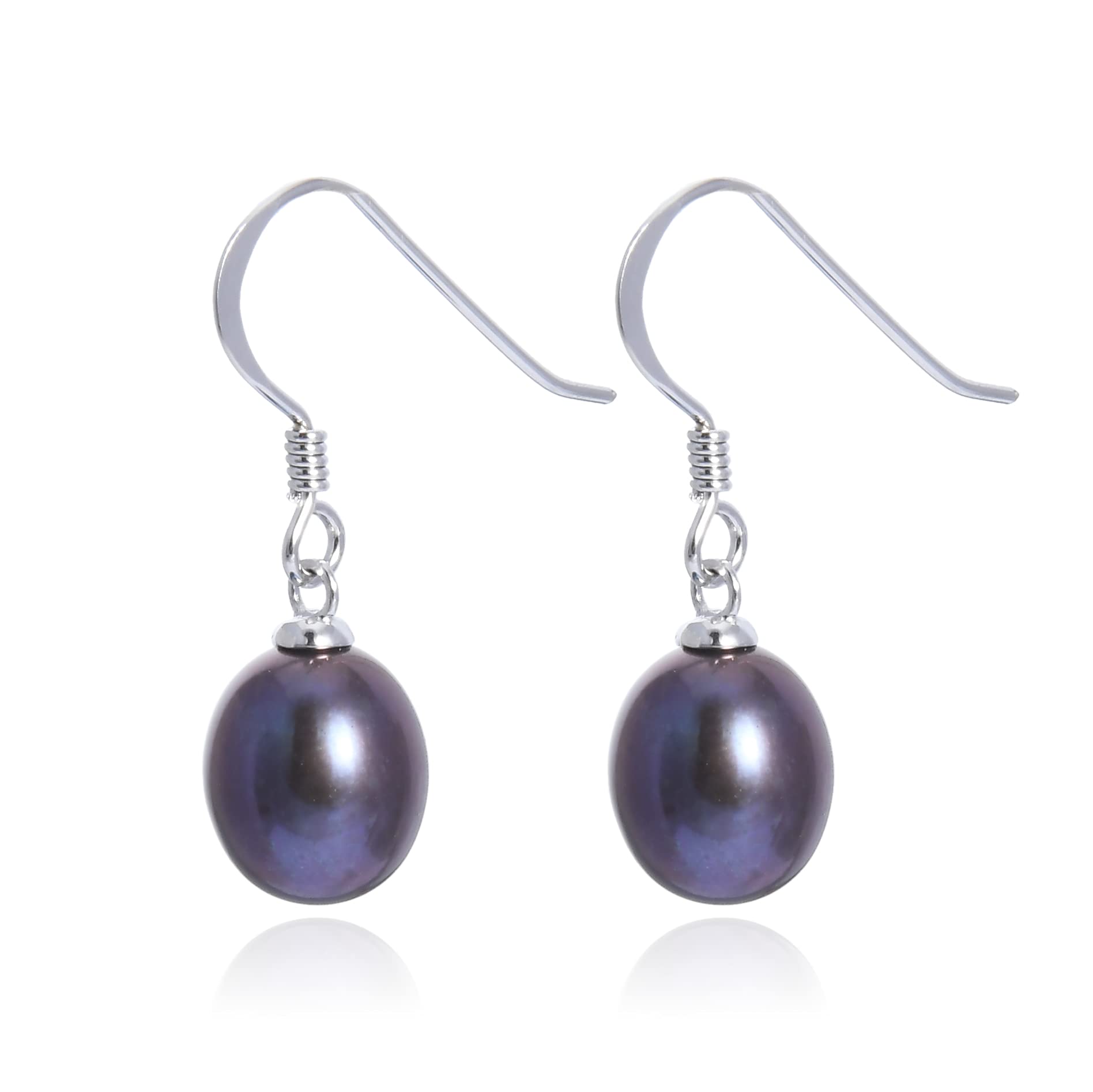Jo & Co.8.5- 9 mm Freshwater Cultured Pearl Earrings, With 925 Sterling Silver Fittings, Good Lustre, Drop Earrings for Pierced Ears, Contemporary Packaging. Some Variation in Colour Tone May Occur as Pearls are Natural Products