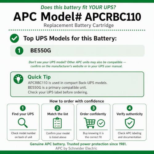 APC APCRBC110 Genuine UPS Replacement Battery Back-UPS Model BE550G - image 2