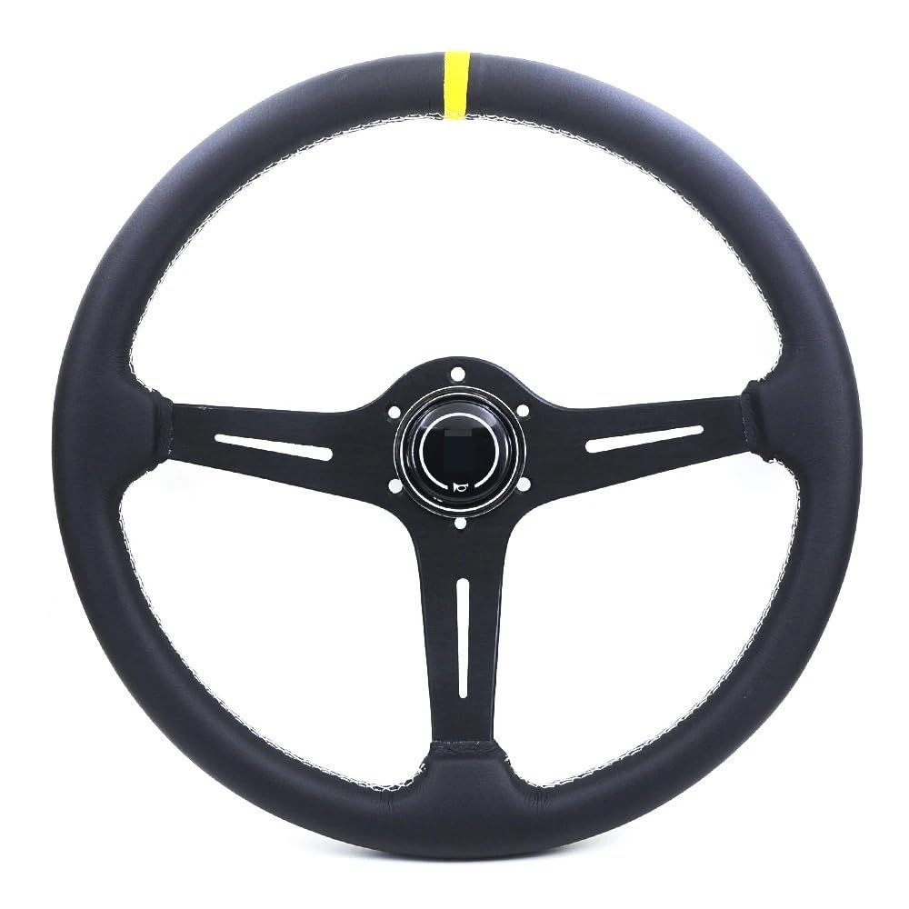 Volante Sportivo, Volante Auto Volante da corsa universale da 370 mm circa 15'' nero/titanio piatto for auto da rally e drift(Black)