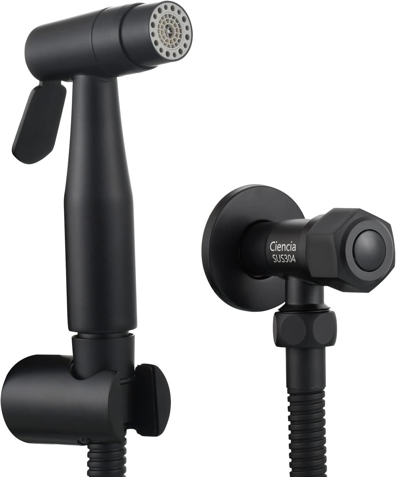 2 Function Handheld Sprayer Shattaf Black Cloth Diaper Sprayer Set Stainless Steel Bidet Attachment for Toilet, WS024ACF3