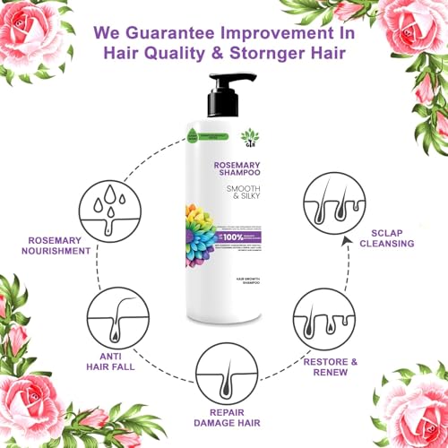 Image of GIR Rosemary Shampoo with Rose Hydrosol | For Smooth & Silky Hair, Sulfate Free |No Parabens, Sulphate, Dyes| Ideal For All Hair Types -2 x 500ml + 1 x 250ml (Total 1250ml)