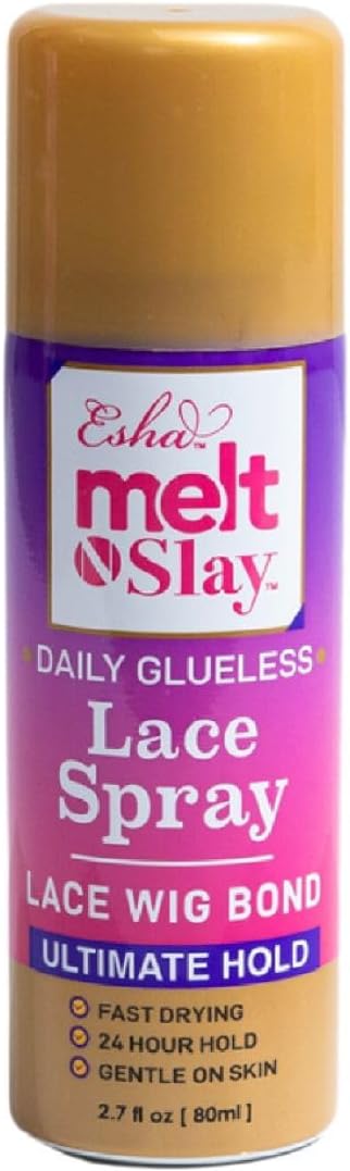 Esha MELT N SLAY Glueless Lace Spray - Ultimate Hold, Sweat & Water Resistant, Long-Lasting Secure Grip for Lace Wigs, Invisible Matte Finish & Edge Protection (80ML)