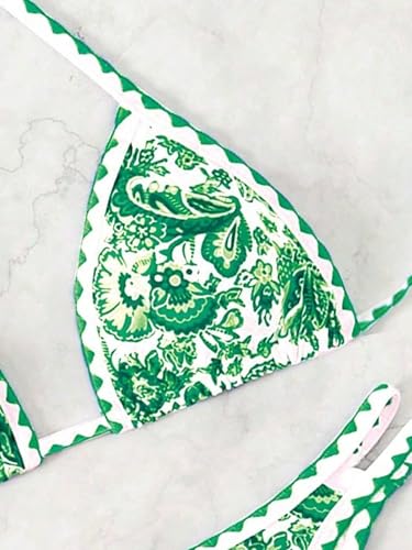 Image of BYFINECANY Women's Floral Printed Bathing Suit Halter Paisley Summer Swimsuit Bikinis Set
