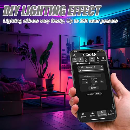 WLED Controlador ESP32 con micrófono – Digital LED Strip Controller para tiras LED direccionables RGB/RGBW (WS2812B, WS2811, SK6812) – 5-24 V CC, control de luz DIY con más de 100 efectos - imagen 6