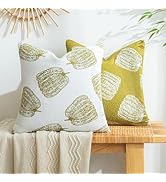 COSIBONO Set of 2 Pumpkin Fall Throw Pillow Covers 18"x18" Green Farmhouse Velvet Accent Pillows ...