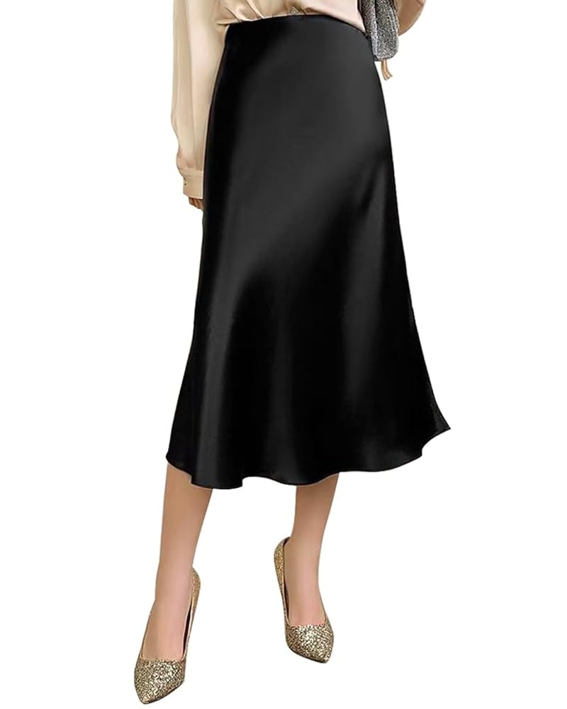 MEDI SATIN JACQUARD GATHER SKIRT AMERI М Buy Black Satin Midi Skirt from Next USA