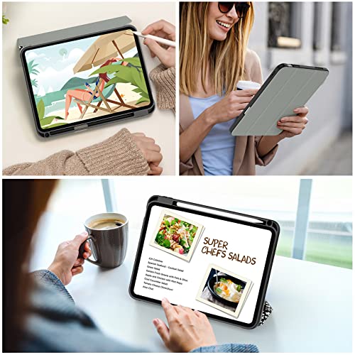 Soke New Ipad 10Th Generation Case 2022 10.9 Inch With Pencil Holder - [Full Body Protection + Auto Wake/Sleep+ Soft Tpu Back Cover], Book Black #TOP5