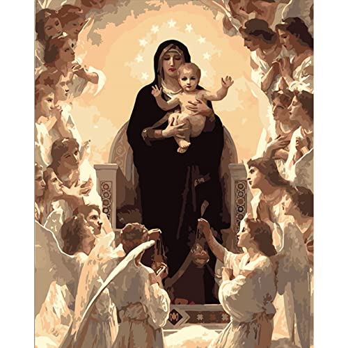 ASHGNV Malen nach Zahlen DIY Kirche der Jungfrau Maria Figur Leinwand Hochzeitsdekoration Kunstbild Geschenk Cover