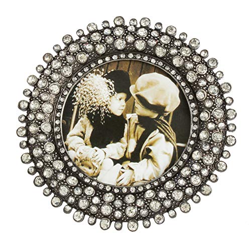 Saro Lifestyle Round Jeweled Photo Frame, 3" X 3", Silver #TOP20