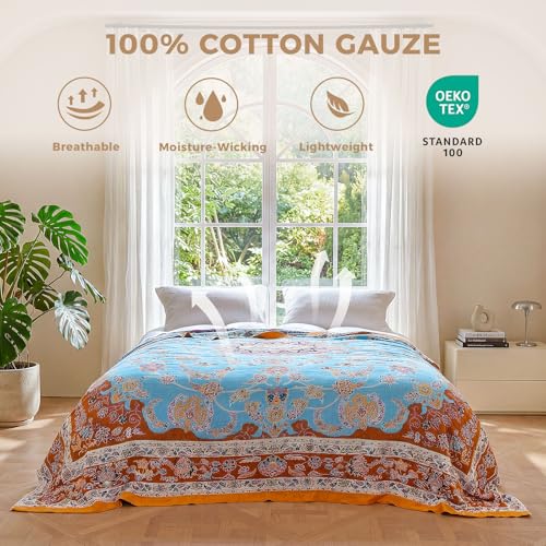 Image of LUTBM Boho Throw Blanket for Bed 60 inchx80 inch, All Season Cotton Couch Blankets