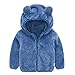 Fenical Abrigo con capucha de piel sintética para niños, chaqueta de invierno de peluche con forma de oso, para niños y niñas turquesa 80 cm