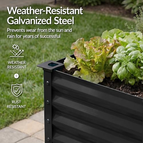 Image of Best Choice Products 72x24x30in Non Toxic Galvanized Raised Garden Bed, Metal Elevated Planter Box, Vegetable Garden, 100% Non Toxic Materials - Black