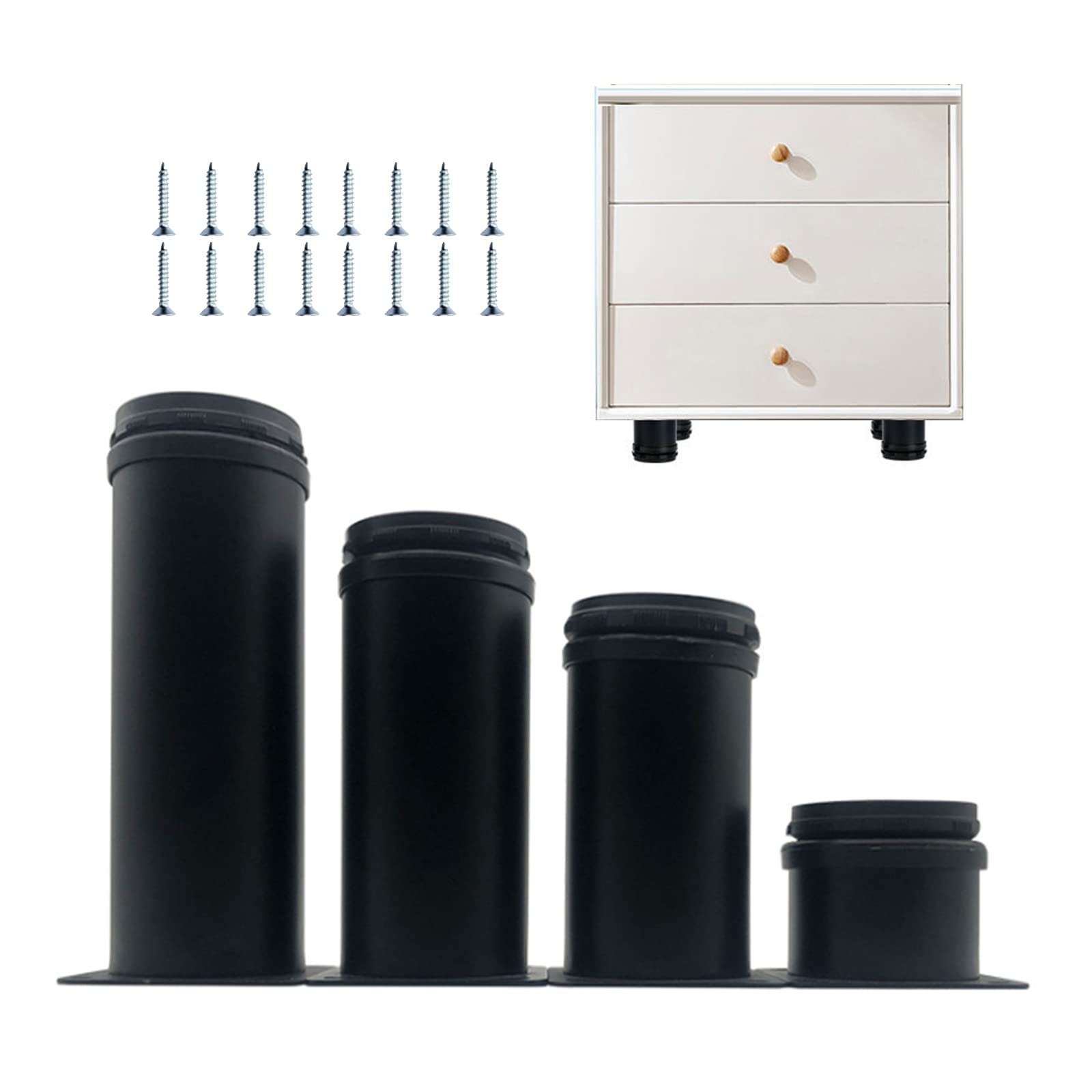 Gambe per mobili Regolabili, Gambe per Tavolo in Metallo Fai da Te, Nero/Bianco, Piedini per mobili di Ricambio per Cucina, Bagno, Divano, Letto, scrivania, in Acciaio Inox, 4 Pezzi, con Vit