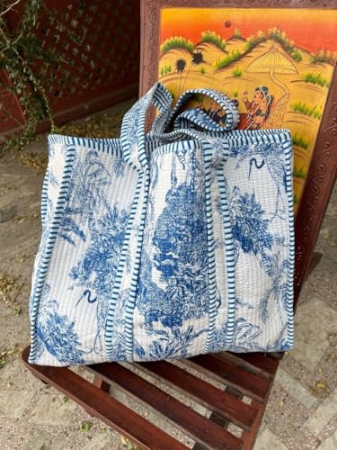 Image of Women's 100% Cotton Lightweight Shoulder Tote Bag with Interior Poeckt Casual Handbag for Women