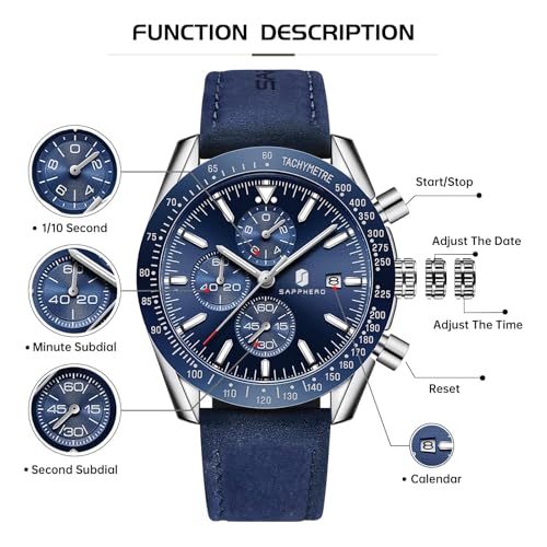 Image of BY BENYAR Watches for Men Analog Quartz Chronograph 30M Waterproof Luminous Big Face Mens Watches Business Work Sport Casual Fashion Designer Dress Men's Wrist Watches Elegant Gift for Men