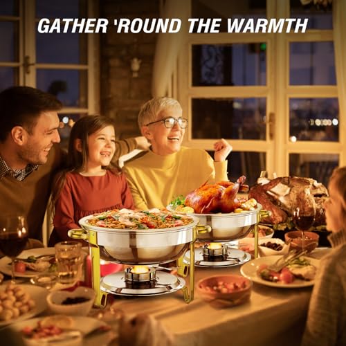 Pitinnov CDB001 Chafing Dish Buffet Set 4 Pack, 5 Qt Round Chafing Dishes For Buffet, Stainless Steel Chafers And Buffet Warmers Sets thumb #6
