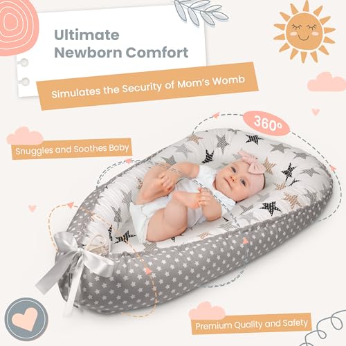Image of Baby Lounger - Breathable & Soft Baby Lounger for Newborn 0-24 Months, Soft Portable Baby Lounger Pillow, Newborn Babies Essentials, Snuggle Lounger Me