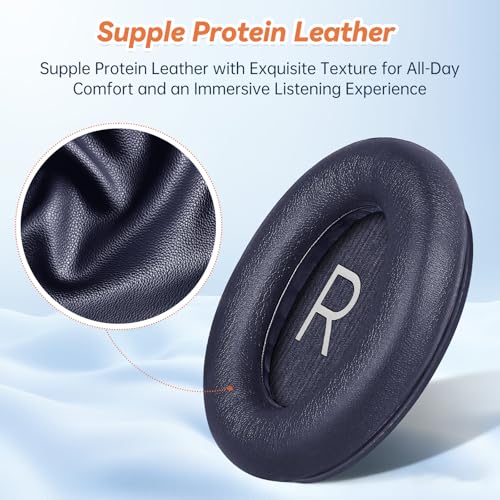 Image of Aurivor Replacement Ear Pads for Bose QuietComfort 45 35 ii (QC45 QC35) Headphones, Earpads Cushions for QC SE SC & New Quiet Comfort (Deep Bass), with Softer Foam & Protein Leather (Midnight Blue)