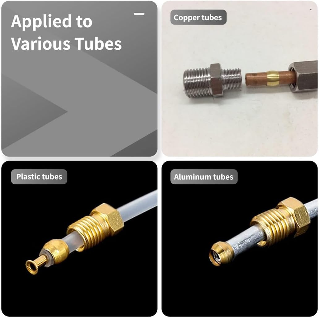 Connection Tubes for Kit Fitting Compression, Material Lasting, Od 5 Sizes with Sleeves Ferrule, Fittings Compression Brass 200 Pcs