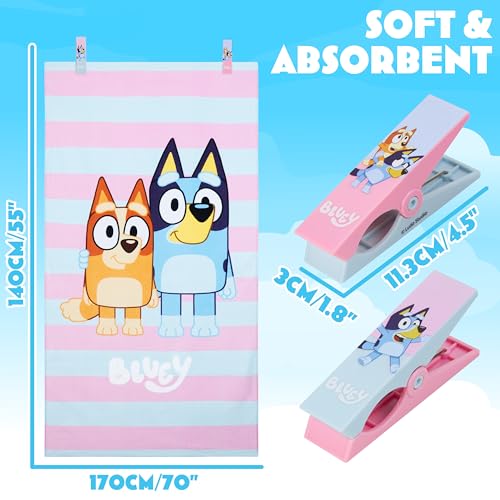 BlueY Handtücher Kinder Duschtuch 70x140 cm mit 2 Wäscheklammern Saugstark Schnelltrocknend Badetuch Groß Baumwolle Strandtuch Mädchen