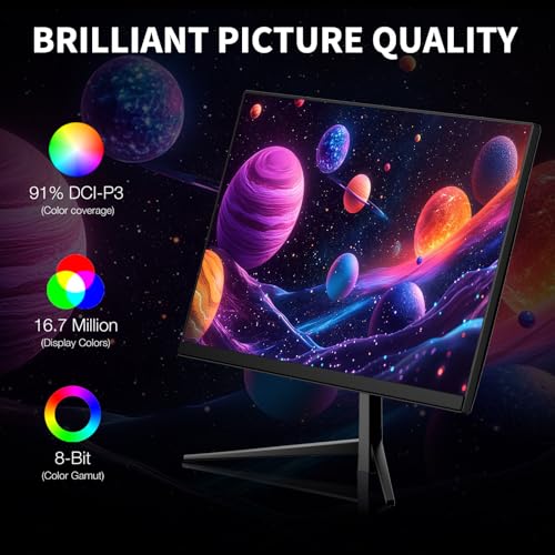 Image of 24 Inch Gaming Monitor, FHD 1080P IPS Display, 100Hz Computer Monitor, 3ms MPRT, Built-in Speakers, HDMI & DisplayPort, VESA Mount, Low Blue Light, Flicker-Free, 16.7M Colors