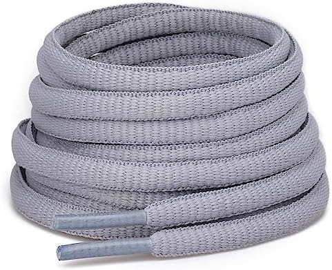 Puzeam 2 Pairs Oval Athletic Shoelaces 30 Colors 1/4" Half Round Shoe Laces for Sneakers - Light Gray 80