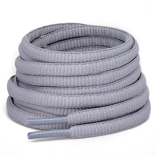 Puzeam 2 Pairs Oval Athletic Shoelaces 30 Colors 1/4" Half Round Shoe Laces For Sneakers - Light Gray 80 #TOP18