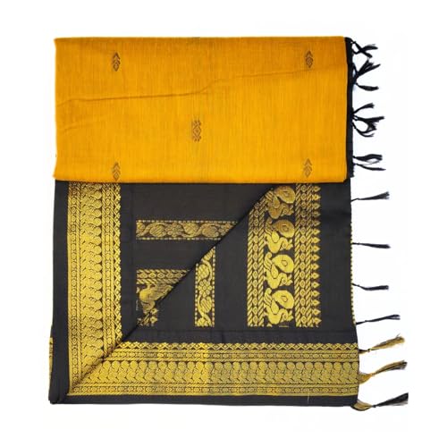 Image of Pure Kalyani Cotton Saree | Zari Border & Blouse Piece - Lata Gadwal Design | Traditional Saree