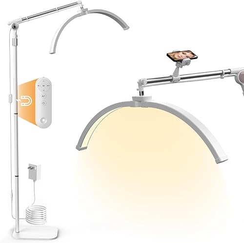 Janolia Lámpara de pie, luz de pestañas para tecnología de pestañas, lámpara LED de media luna, luz esteticista para tecnología de pestañas,