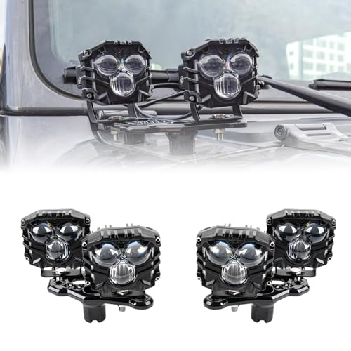 Paquete de 4 focos de 2.5 pulgadas para Wrangler JL y Gladiator JT con kit de cableado
